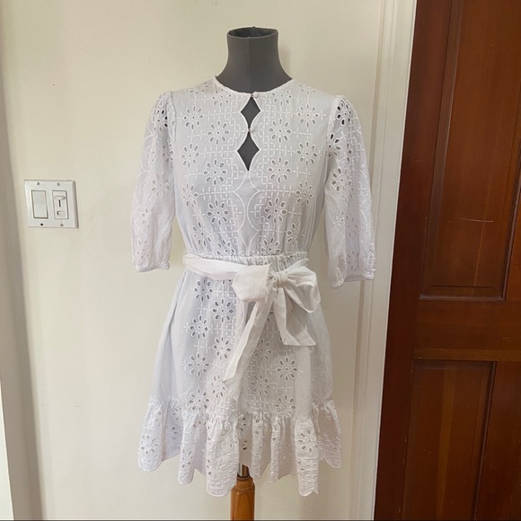 J. Crew Dresses & Skirts - J. Crew Summer Dress Embroidered Cut Out Button Front Eyelet Bobbin Lace